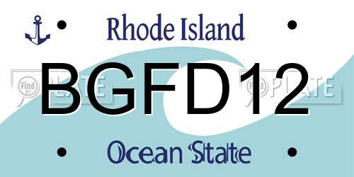 BGFD12 Rhode Island License Plate