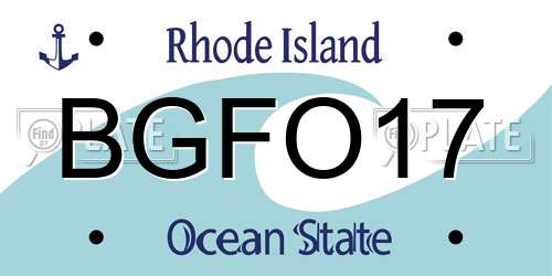 BGFO17 Rhode Island License Plate