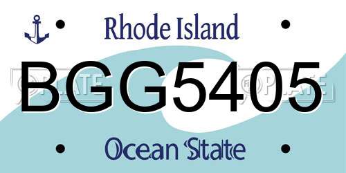 BGG5405 Rhode Island License Plate
