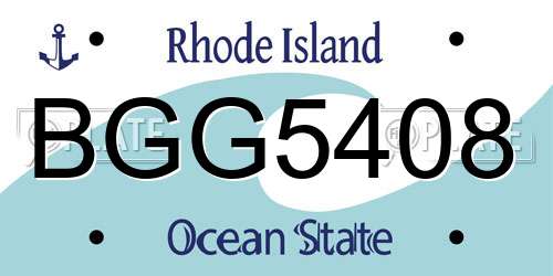 BGG5408 Rhode Island License Plate