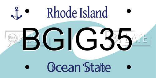 BGIG35 Rhode Island License Plate