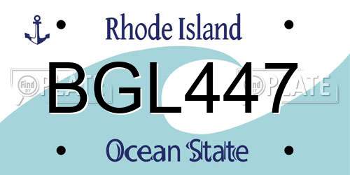 BGL447 Rhode Island License Plate