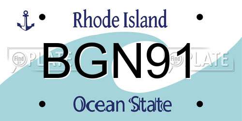 BGN91 Rhode Island License Plate