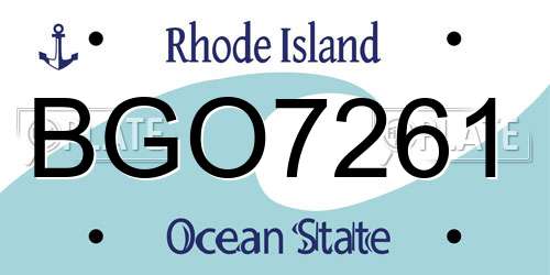 BGO7261 Rhode Island License Plate