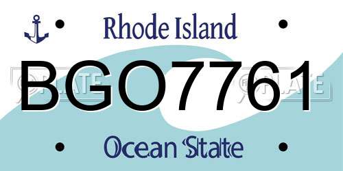 BGO7761 Rhode Island License Plate