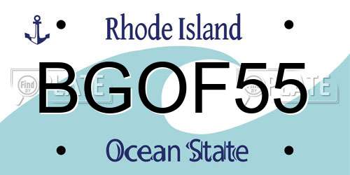 BGOF55 Rhode Island License Plate