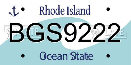 BGS9222 Rhode Island License Plate