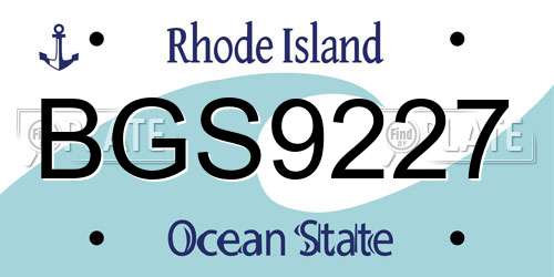 BGS9227 Rhode Island License Plate