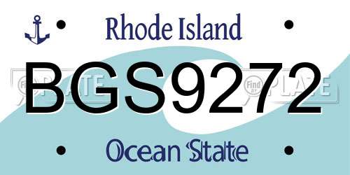 BGS9272 Rhode Island License Plate