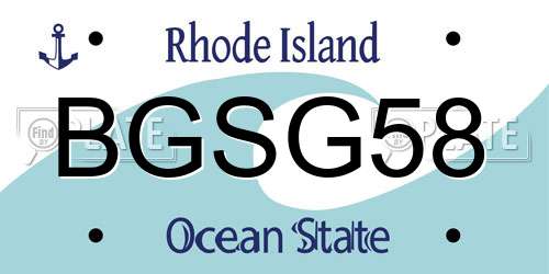 BGSG58 Rhode Island License Plate