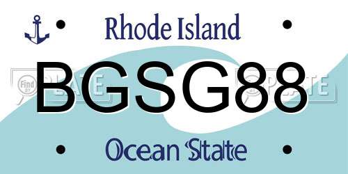 BGSG88 Rhode Island License Plate