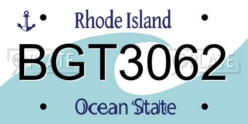 BGT3062 Rhode Island License Plate