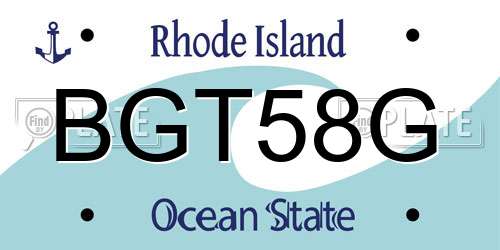 BGT58G Rhode Island License Plate