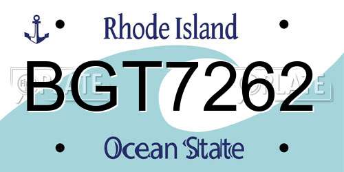 BGT7262 Rhode Island License Plate