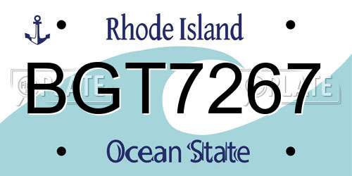 BGT7267 Rhode Island License Plate
