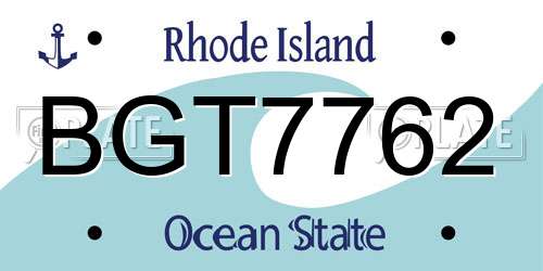 BGT7762 Rhode Island License Plate