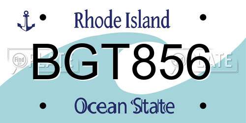BGT856 Rhode Island License Plate