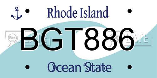 BGT886 Rhode Island License Plate