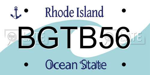 BGTB56 Rhode Island License Plate