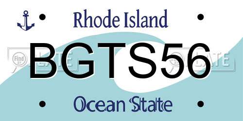 BGTS56 Rhode Island License Plate