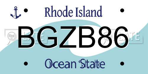 BGZB86 Rhode Island License Plate