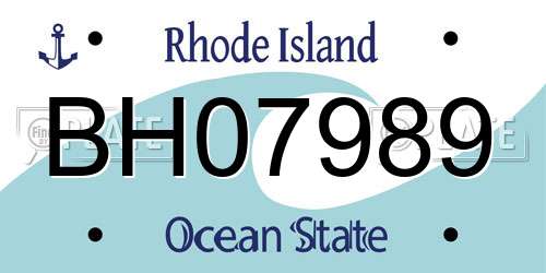 BH07989 Rhode Island License Plate