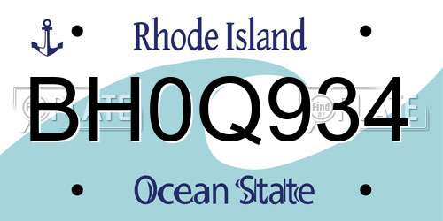 BH0Q934 Rhode Island License Plate