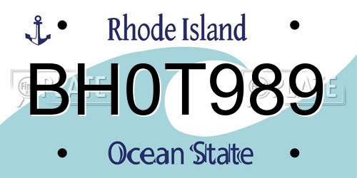 BH0T989 Rhode Island License Plate