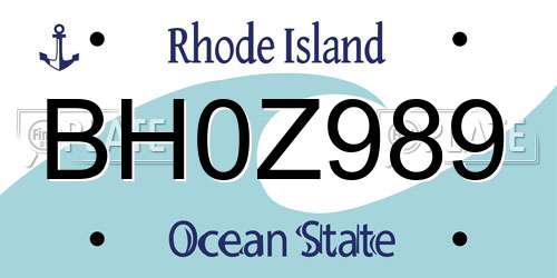 BH0Z989 Rhode Island License Plate