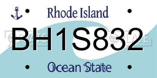 BH1S832 Rhode Island License Plate