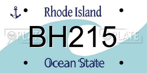 BH215 Rhode Island License Plate