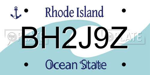BH2J9Z Rhode Island License Plate
