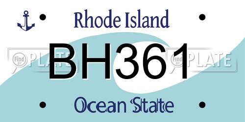 BH361 Rhode Island License Plate