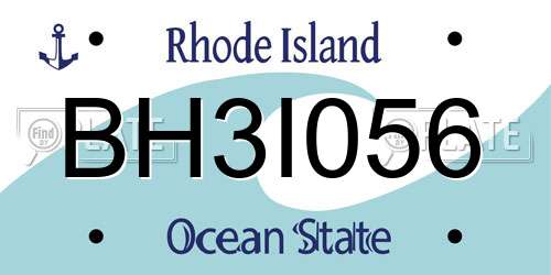 BH3I056 Rhode Island License Plate