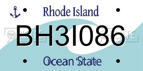 BH3I086 Rhode Island License Plate