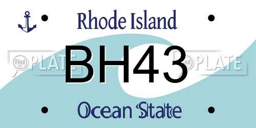 BH43 Rhode Island License Plate