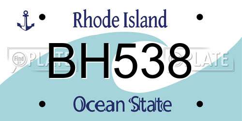 BH538 Rhode Island License Plate