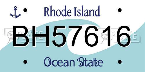 BH57616 Rhode Island License Plate