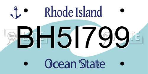 BH5I799 Rhode Island License Plate