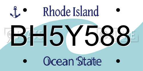 BH5Y588 Rhode Island License Plate