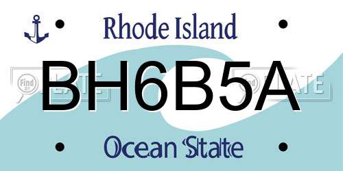 BH6B5A Rhode Island License Plate