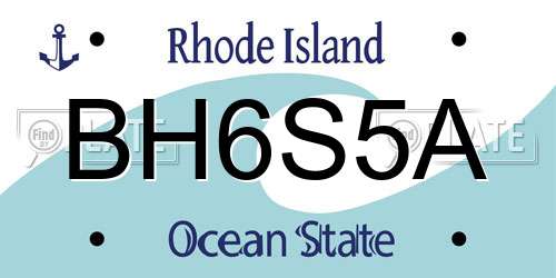 BH6S5A Rhode Island License Plate