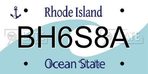 BH6S8A Rhode Island License Plate