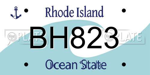BH823 Rhode Island License Plate