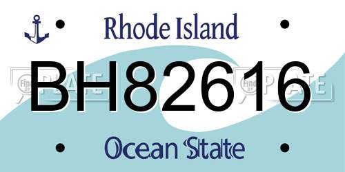 BH82616 Rhode Island License Plate