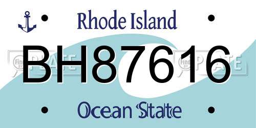 BH87616 Rhode Island License Plate