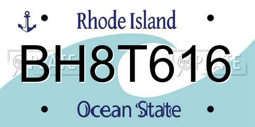 BH8T616 Rhode Island License Plate