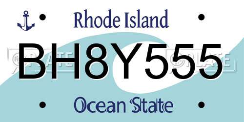 BH8Y555 Rhode Island License Plate