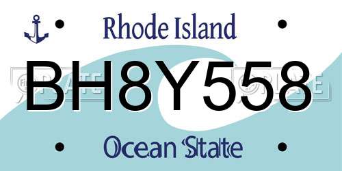 BH8Y558 Rhode Island License Plate