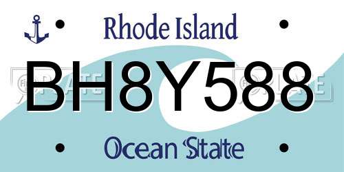 BH8Y588 Rhode Island License Plate